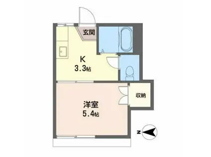 メゾンミモザIII(1K/1階)の間取り写真