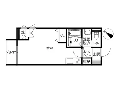 ラリュール(ワンルーム/1階)の間取り写真