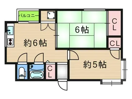 メゾンドール住吉(2DK/3階)の間取り写真