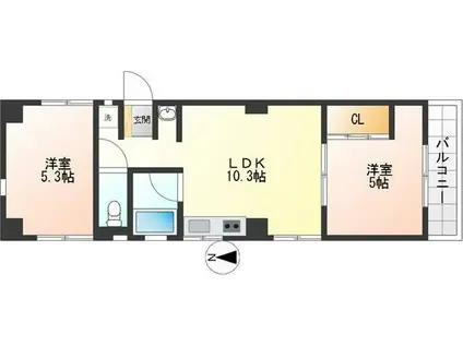 ルミナス パルビラ(2LDK/3階)の間取り写真