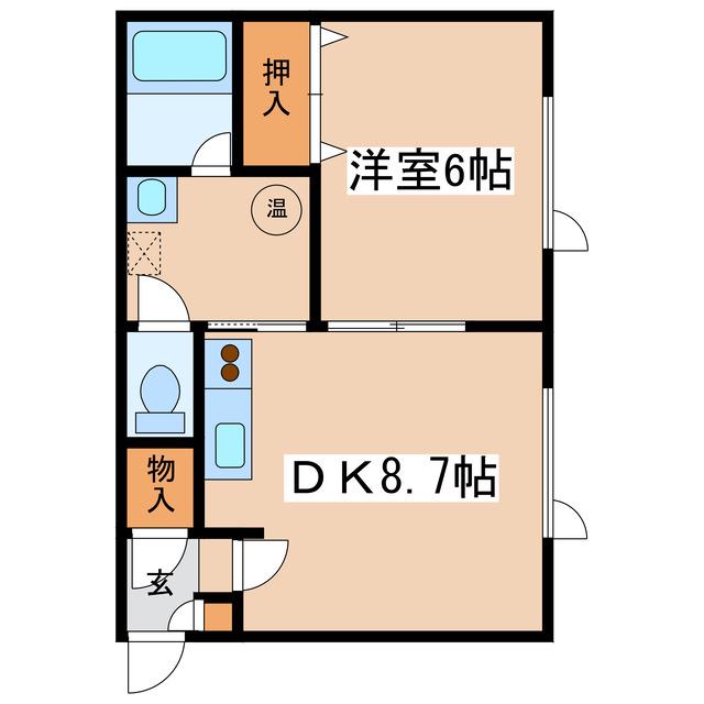 ミレニアムハイツ(1DK/1階)の間取り写真