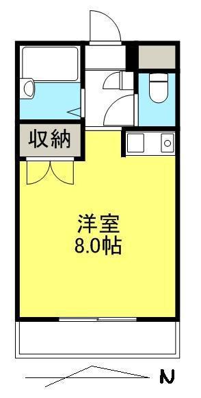 ミズホハイツ(ワンルーム/2階)の間取り写真