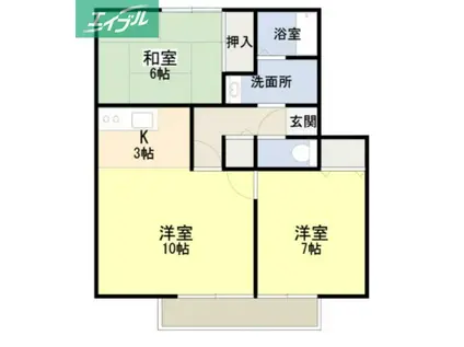 サンガーデン田中A棟(2LDK/2階)の間取り写真