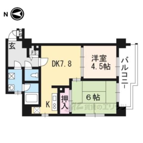 セント・ルークルス(2DK/4階)の間取り写真