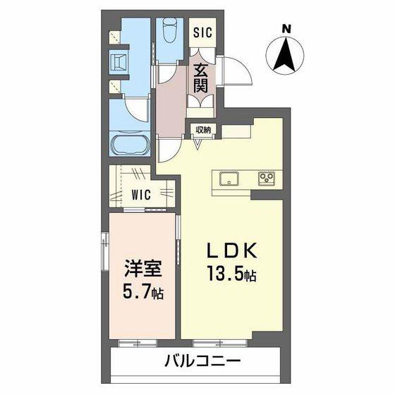 FORENA上杉6丁目(1LDK/2階)の間取り写真