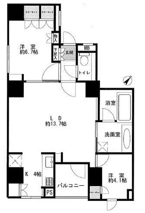 サンクタス銀座 9階階 間取り