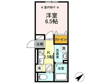 クレール藤沢II(1K/1階)の間取り写真