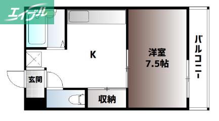 プレアール春日町(1K/5階)の間取り写真