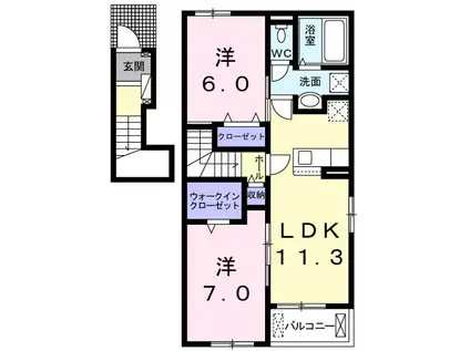 ベル フォレスト II(2LDK/2階)の間取り写真