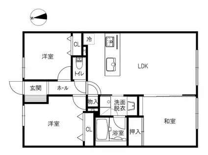 プレミア東金沢駅前セントラル(3LDK/1階)の間取り写真