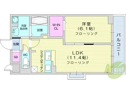 ソルカリーノ(1LDK/1階)の間取り写真