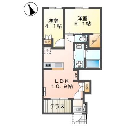 パドレ ムールトメスク(2LDK/1階)の間取り写真