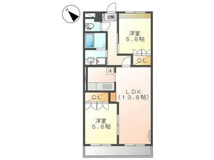 クレスタ(2LDK/2階)の間取り写真