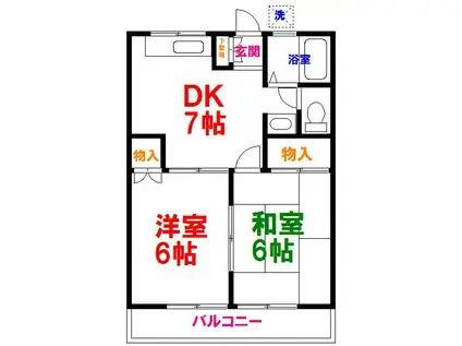 野島ハイツ(2DK/2階)の間取り写真