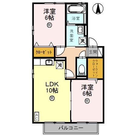 リビングタウン渕B(2LDK/2階)の間取り写真