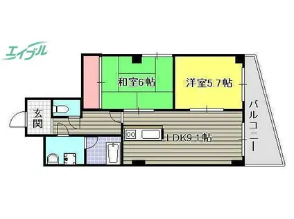 上杉第7ビル西古松(2LDK/3階)の間取り写真