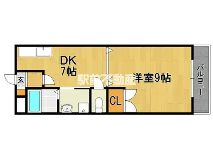 アメニティII(1DK/3階)の間取り写真