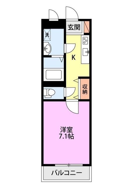 ブルーミング県央(1K/1階)の間取り写真