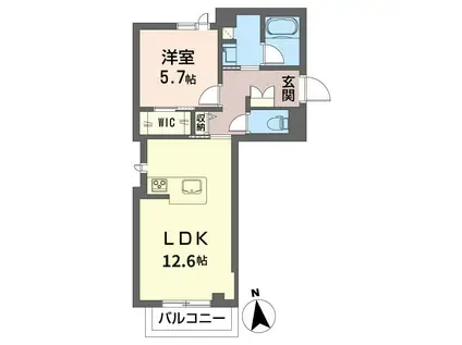 ラ・ベラ・ヴィータ(1LDK/4階)の間取り写真