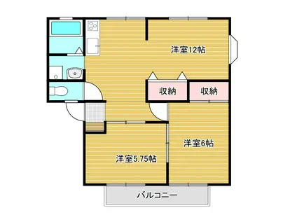 舘野ハイツ(2LDK/2階)の間取り写真