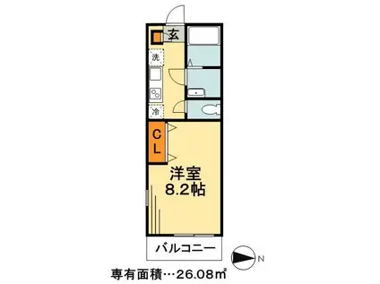 リブリ・PROVINSCIA(1K/2階)の間取り写真