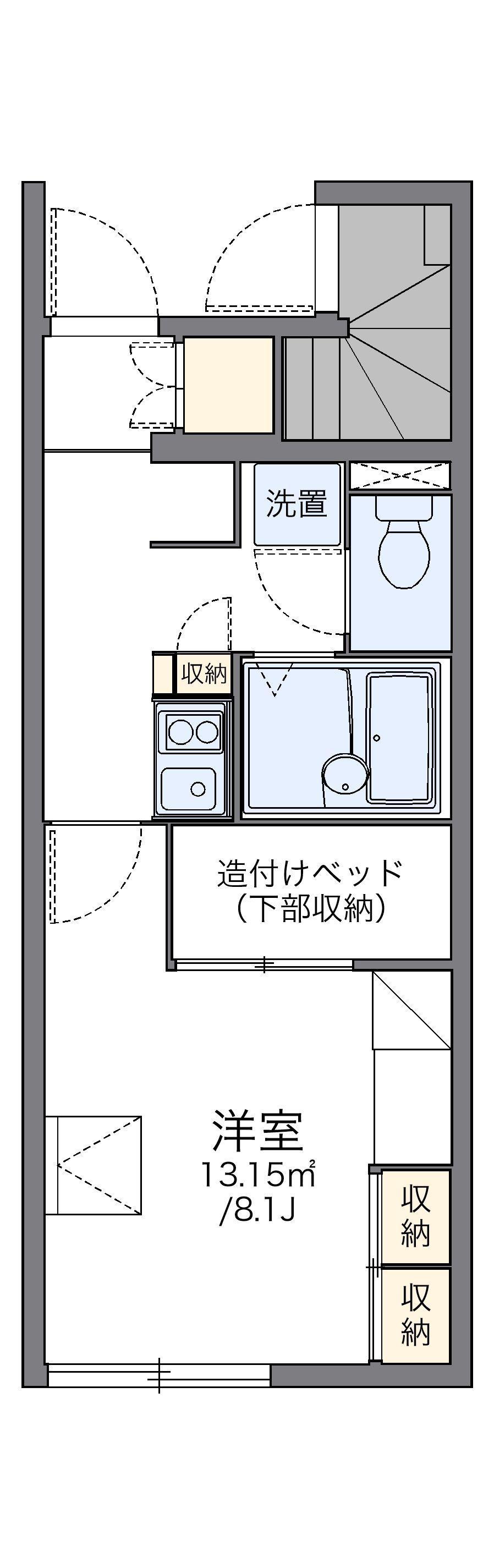 レオパレスグレイスコート参番館(1K/1階)の間取り写真