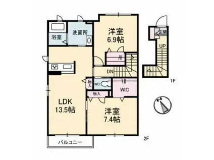 CASA M(2LDK/2階)の間取り写真