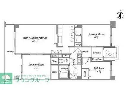 テレパレス西千葉(3LDK/6階)の間取り写真