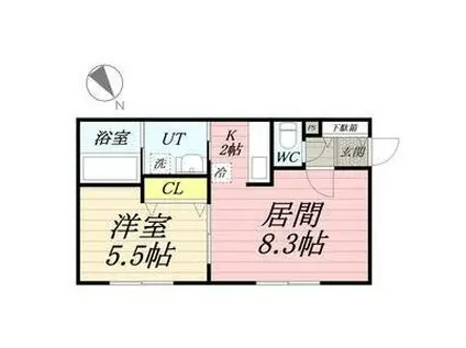 プレシェルト1条通(1LDK/1階)の間取り写真