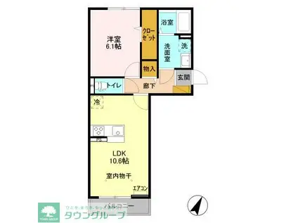 ライフマンション B(1LDK/2階)の間取り写真