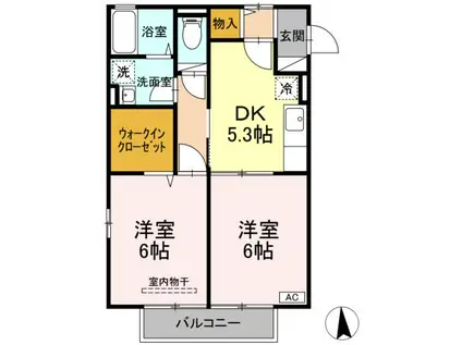 グランドパレス E(2DK/2階)の間取り写真