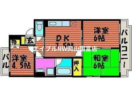 パティオI(3DK/3階)の間取り写真