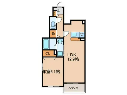 メゾン・デ・クール(1LDK/1階)の間取り写真