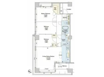 レジディアタワー上池袋タワー棟(3LDK/7階)の間取り写真