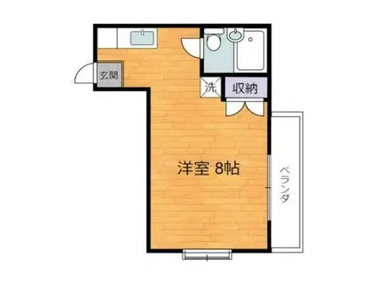 グリーンリーフ(ワンルーム/2階)の間取り写真