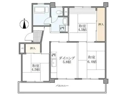 日進I号棟(2LDK/3階)の間取り写真