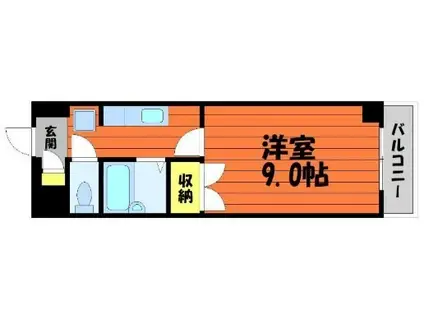 グリーンライフ倉敷(1K/2階)の間取り写真