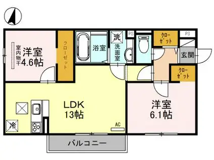 ラ・ヴェール杉尾台(2LDK/2階)の間取り写真