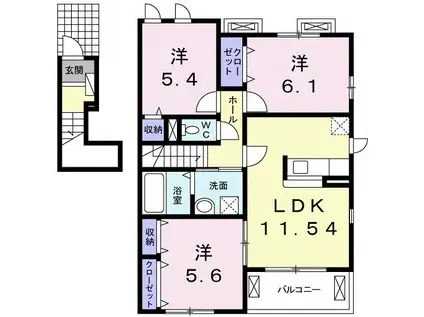 ウエストメゾンクワトロ(3LDK/2階)の間取り写真