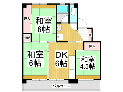 ビレッジハウス松尾1号棟(3DK/5階)の間取り写真