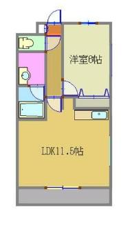 ハバードリーム3番館(1LDK/1階)の間取り写真