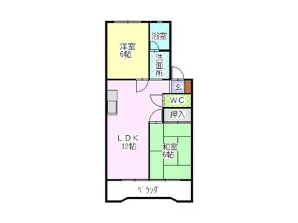 シャトー芝(2LDK/2階)の間取り写真