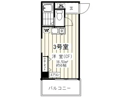 プラム春日部(ワンルーム/7階)の間取り写真