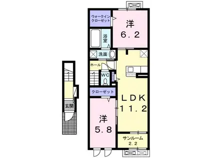 グランメゾン吉田 B(2LDK/2階)の間取り写真