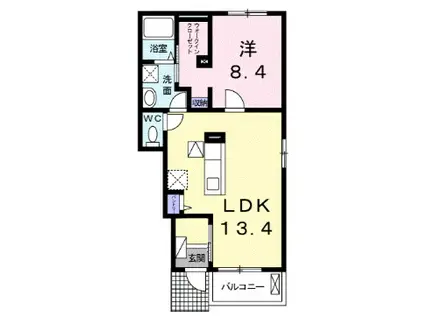 サンシャインB(1LDK/1階)の間取り写真