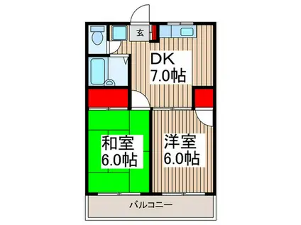 SUZUKIマンション(2DK/2階)の間取り写真
