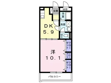 レジデンス辻が花 II(1DK/3階)の間取り写真
