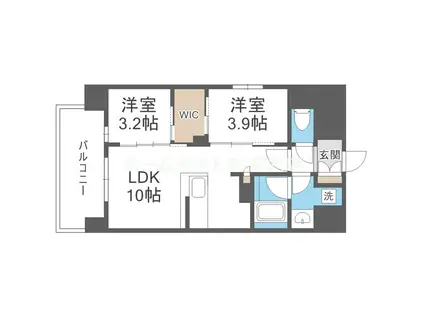 ソルレヴェンテ新梅田(2LDK/2階)の間取り写真