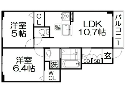 メゾン モナムール II(2LDK/1階)の間取り写真