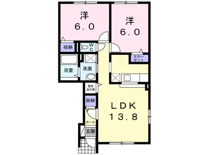 ルピナスI(2LDK/1階)の間取り写真